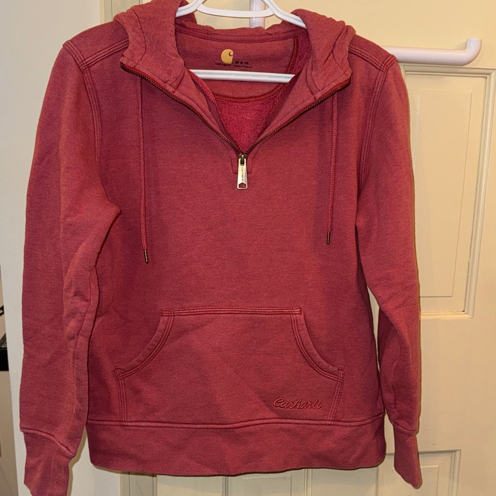 Carhartt Women's Cowl Half-Zip Hoodie Sweater - Rose